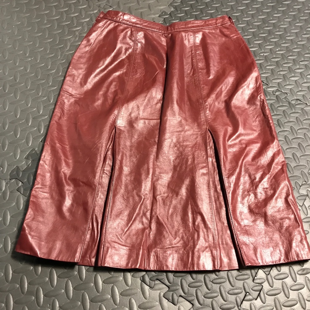 Etienne Aigner Red Leather Skirt